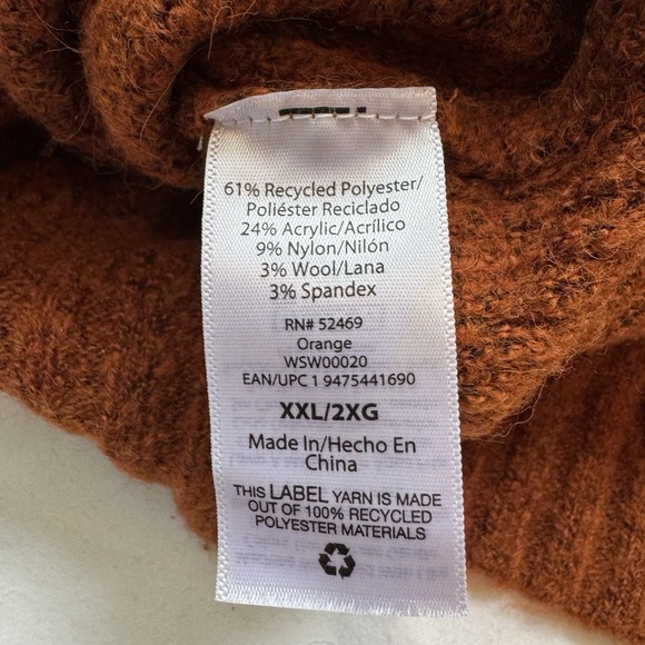 Free Assembly Boho Brown Orange Soft Sweater 2XL Oversized Classic V Neck Preppy - Picture 7 of 7
